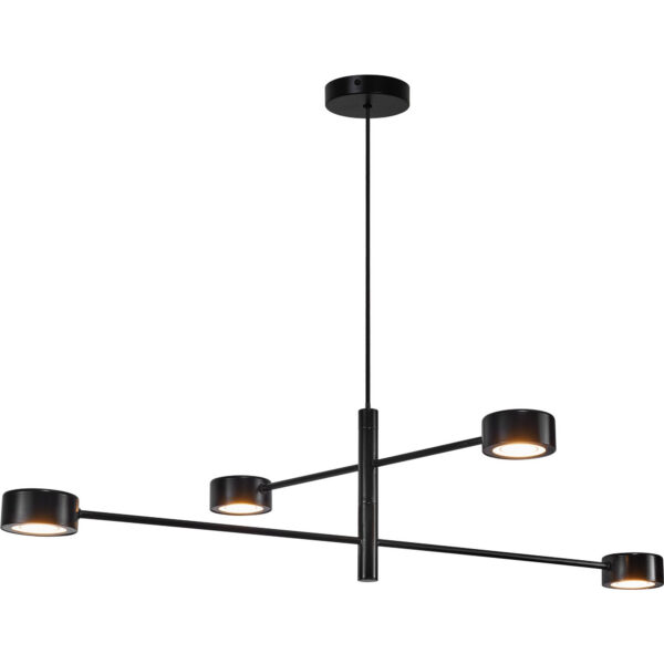 Suspension Clyde base en métal noir avec 4 abat-jour en rotule réglable au design scandinave par Nordlux