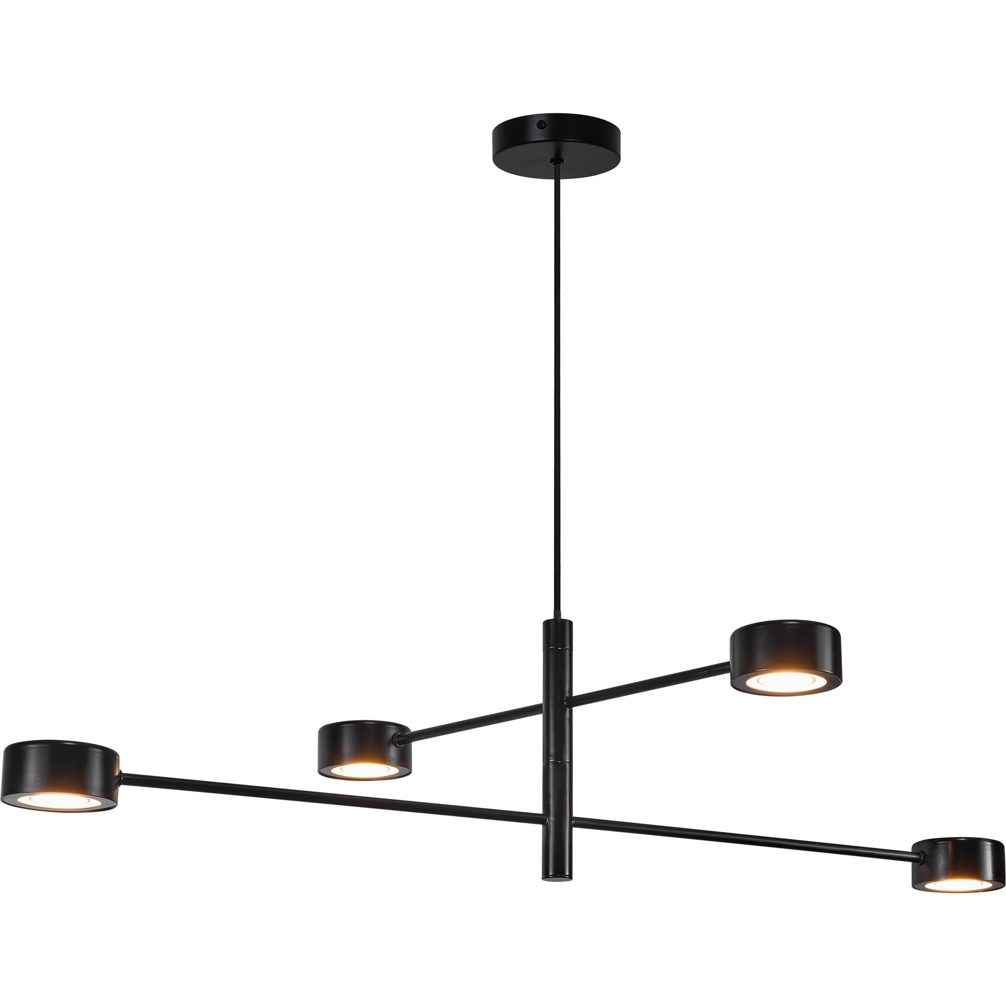 Suspension Clyde base en métal noir avec 4 abat-jour en rotule réglable au design scandinave par Nordlux