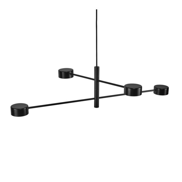 Suspension Clyde base en métal noir avec 4 abat-jour en rotule réglable au design scandinave par Nordlux