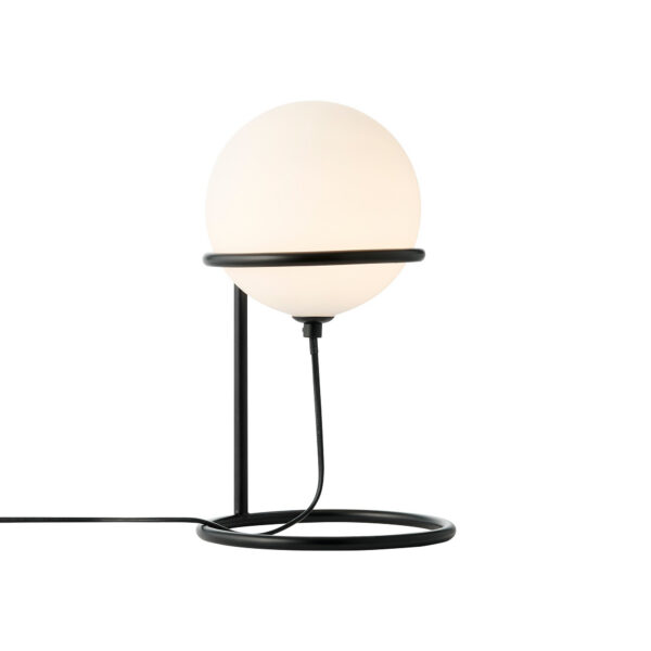 Lampe à poser Wilson base en métal noir avec abat-jour rond en verre réglable au design contemporain par Nordlux