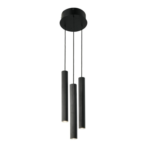 Suspension Vico base en métal rond avec 3 abat-jour en tube épuré au design scandinave par Nordlux