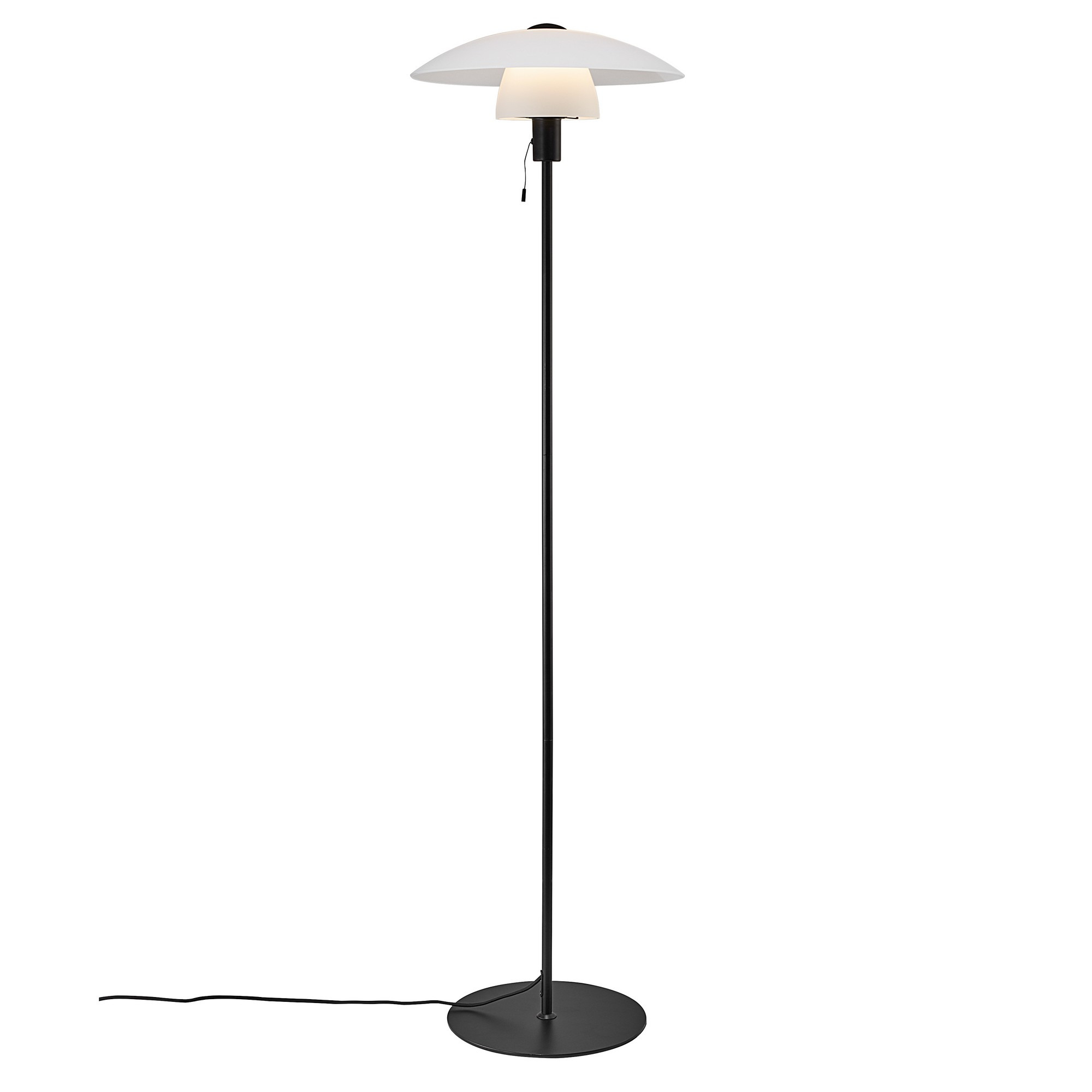 Lampadaire Verona cadre en métal avec abat-jour en verre opale au design contemporain par Nordlux