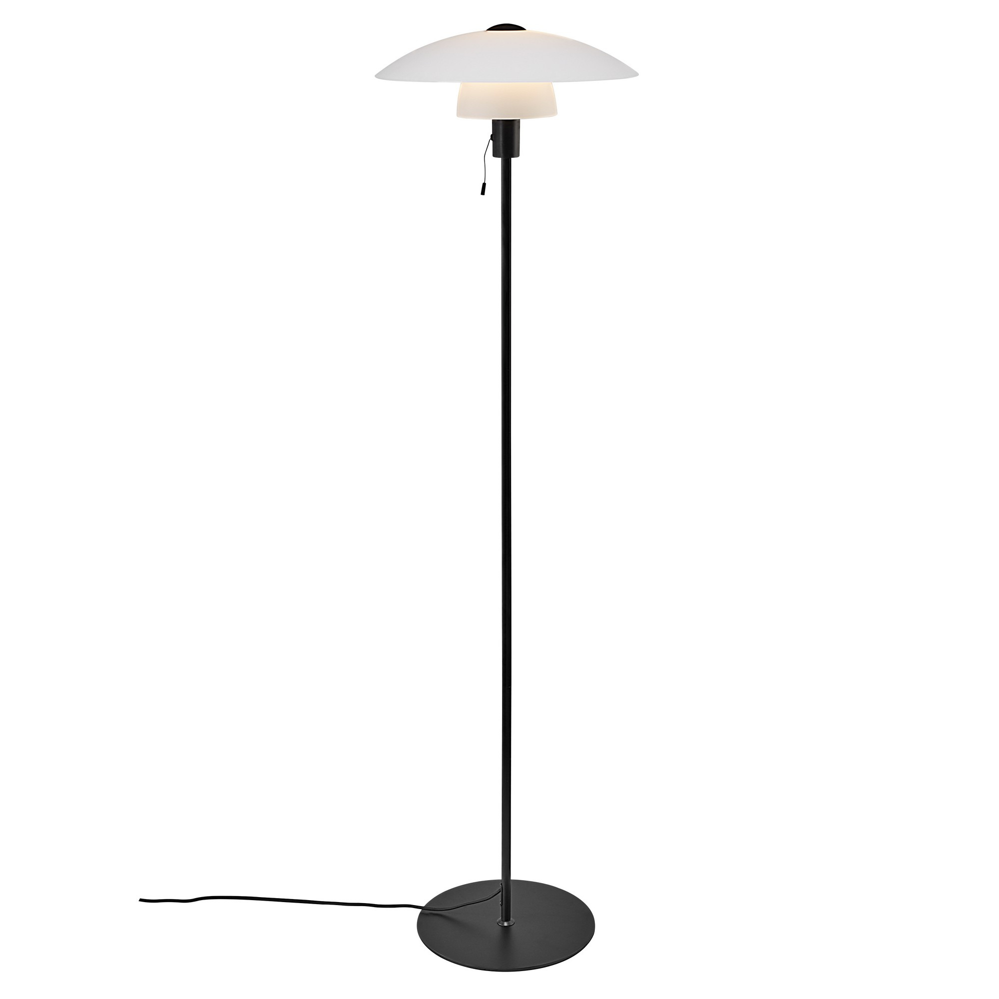 Lampadaire Verona cadre en métal avec abat-jour en verre opale au design contemporain par Nordlux