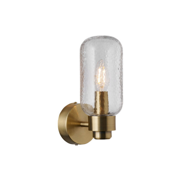 Applique murale Tutan base en laiton avec abat-jour en verre à motif au design contemporain par Nordlux