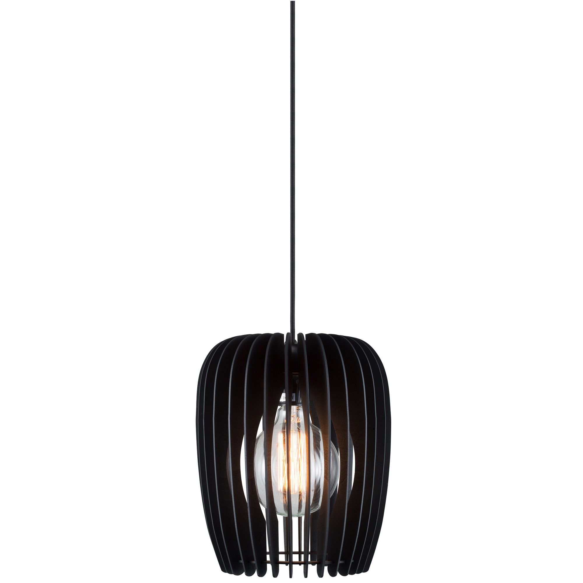 Suspension Tribeca base en métal avec abat-jour en lamelles de bois au design contemporain par Nordlux