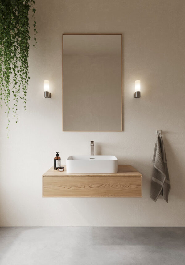Applique murale Tangens cadre en acier brossé avec abat-jour en verre dépoli au design contemporain par Nordlux