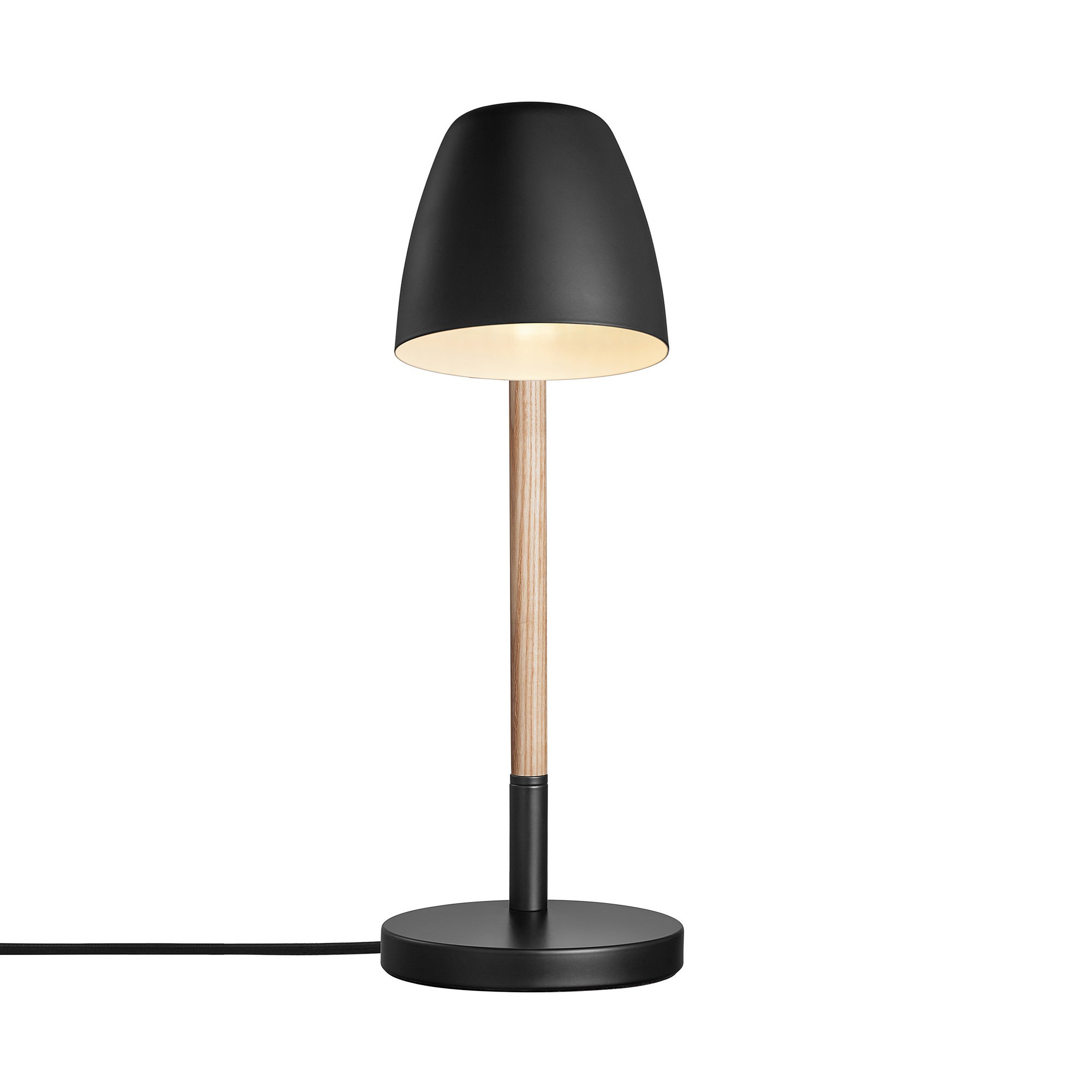 Lampe à poser Theo base en métal et bois avec tête d'éclairage orientable au design contemporain par Nordlux