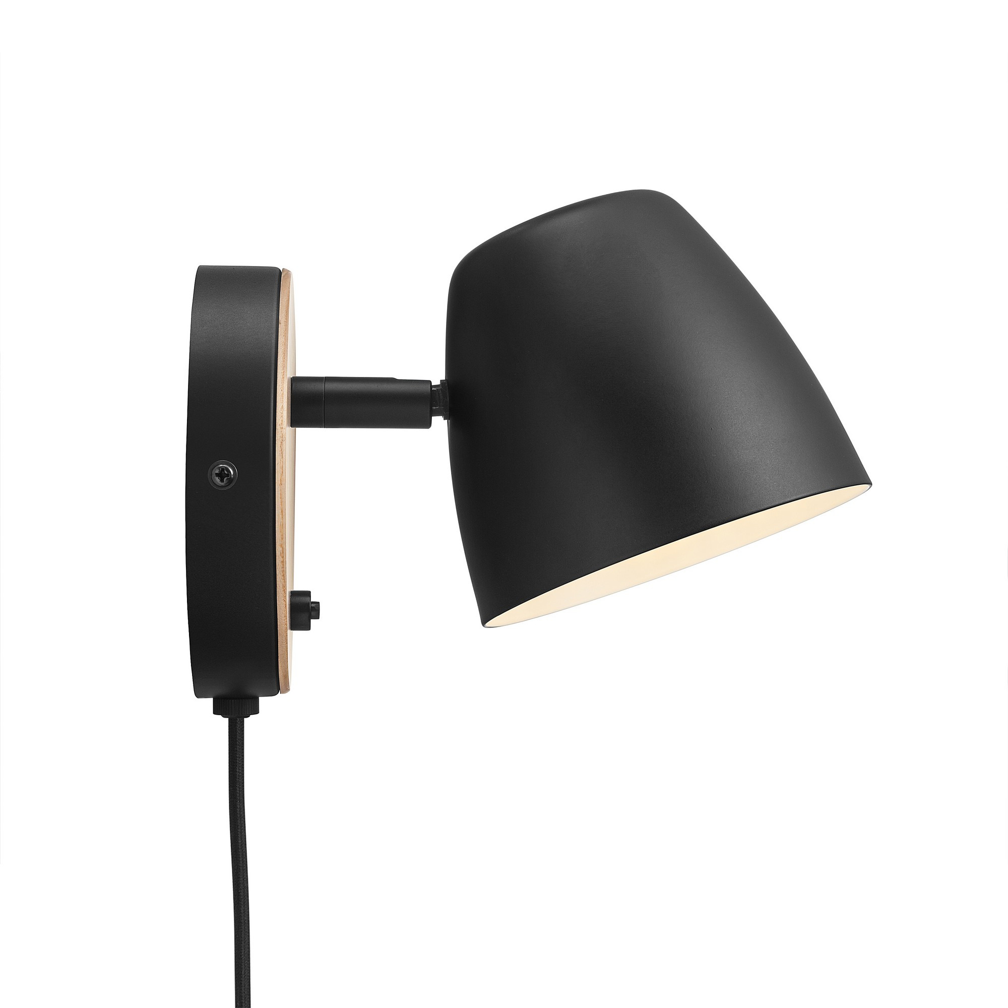 Applique murale Theo base en métal et bois avec tête d'éclairage orientable au design contemporain par Nordlux