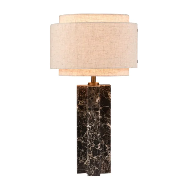Lampe à poser Takai base en marbre avec abat-jour en lin au design contemporain par Design For the People