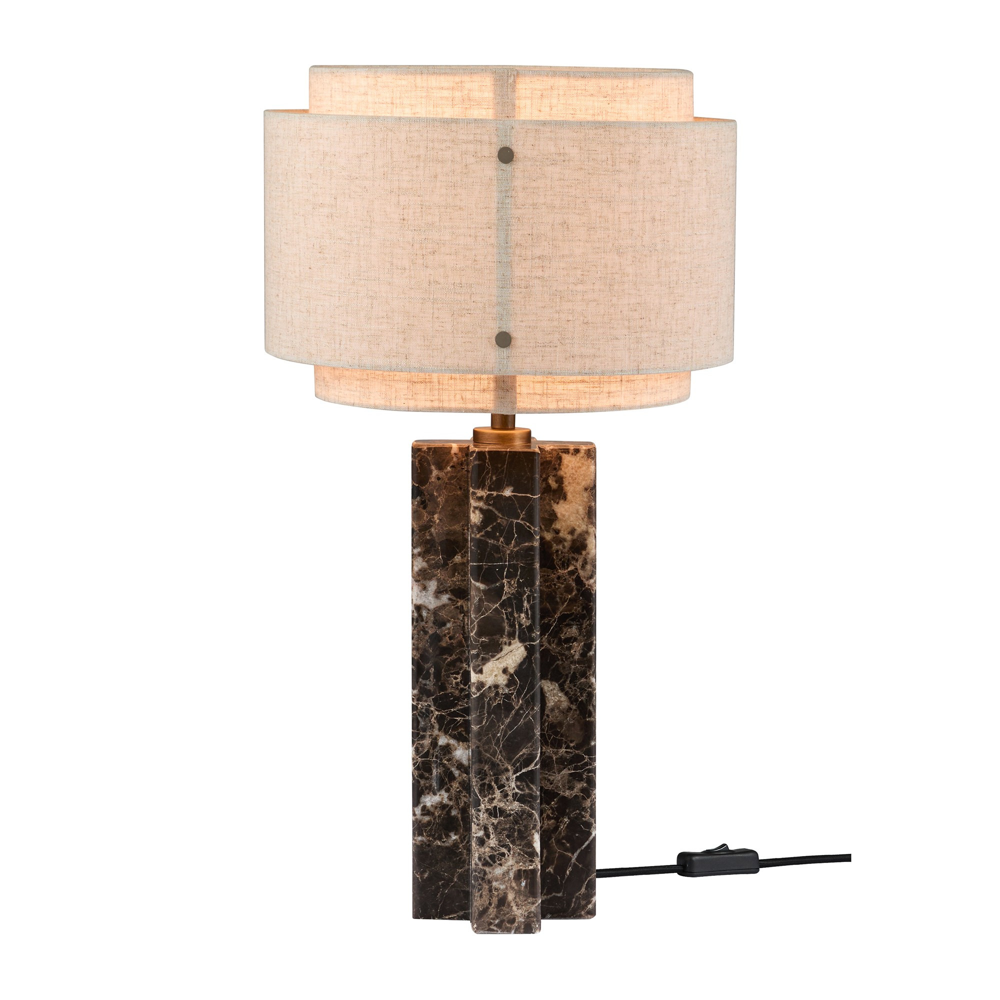 Lampe à poser Takai base en marbre avec abat-jour en lin au design contemporain par Design For the People Lampe à poser Takai base en marbre avec abat-jour en lin au design contemporain par Design For the People