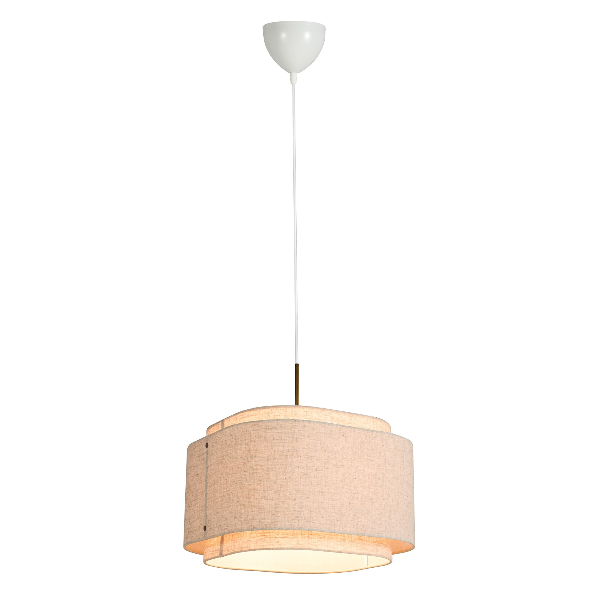 Suspension Takai base en laiton bruni avec abat-jour en lin au design contemporain par Design for The People