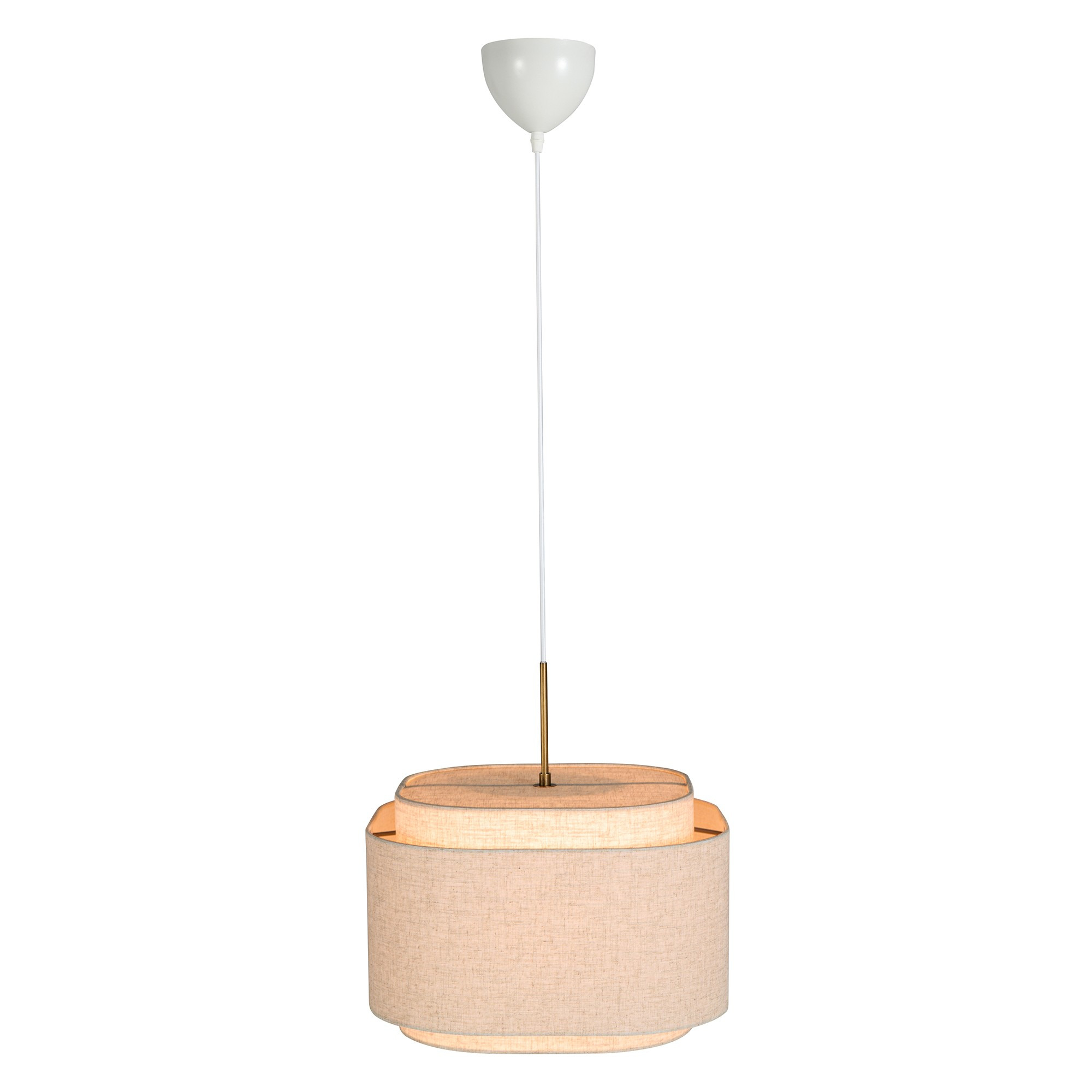 Suspension Takai base en laiton bruni avec abat-jour en lin au design contemporain par Design for The People Suspension Takai base en laiton bruni avec abat-jour en lin au design contemporain par Design for The People