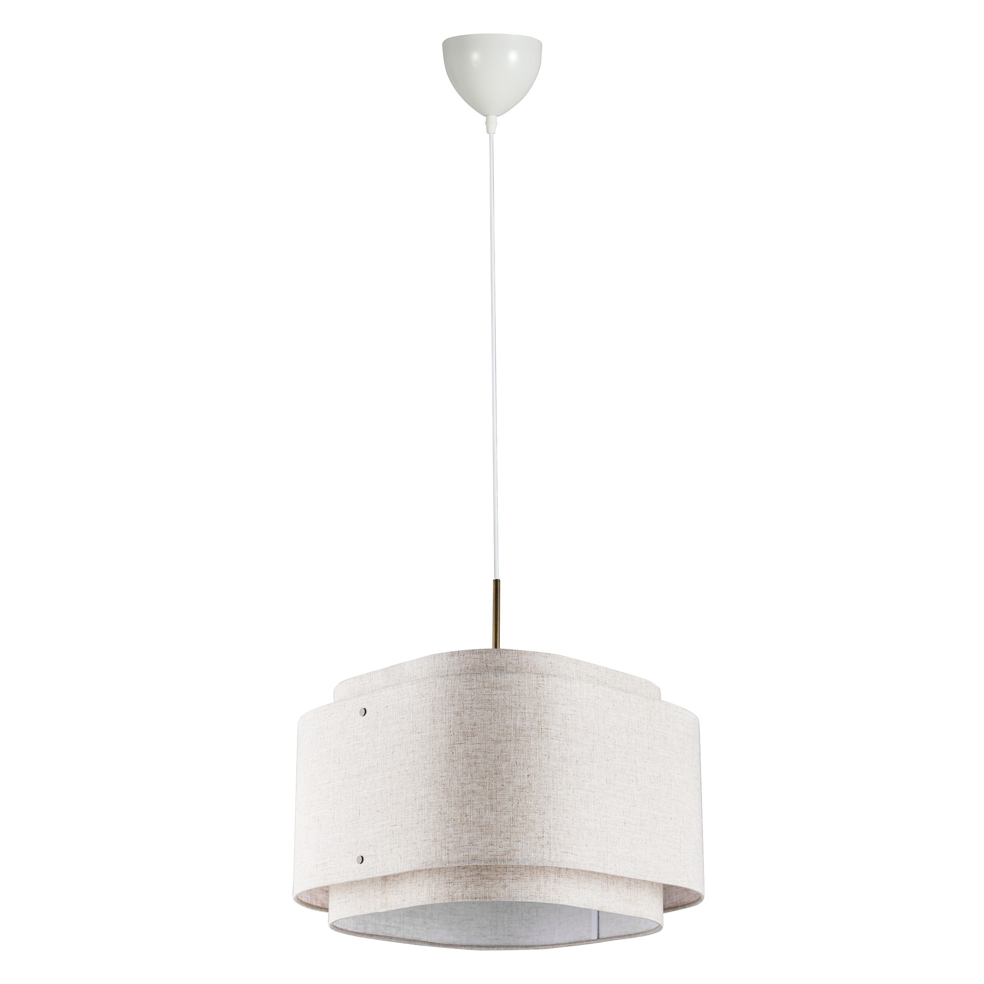 Suspension Takai base en laiton bruni avec abat-jour en lin au design contemporain par Design for The People Suspension Takai base en laiton bruni avec abat-jour en lin au design contemporain par Design for The People