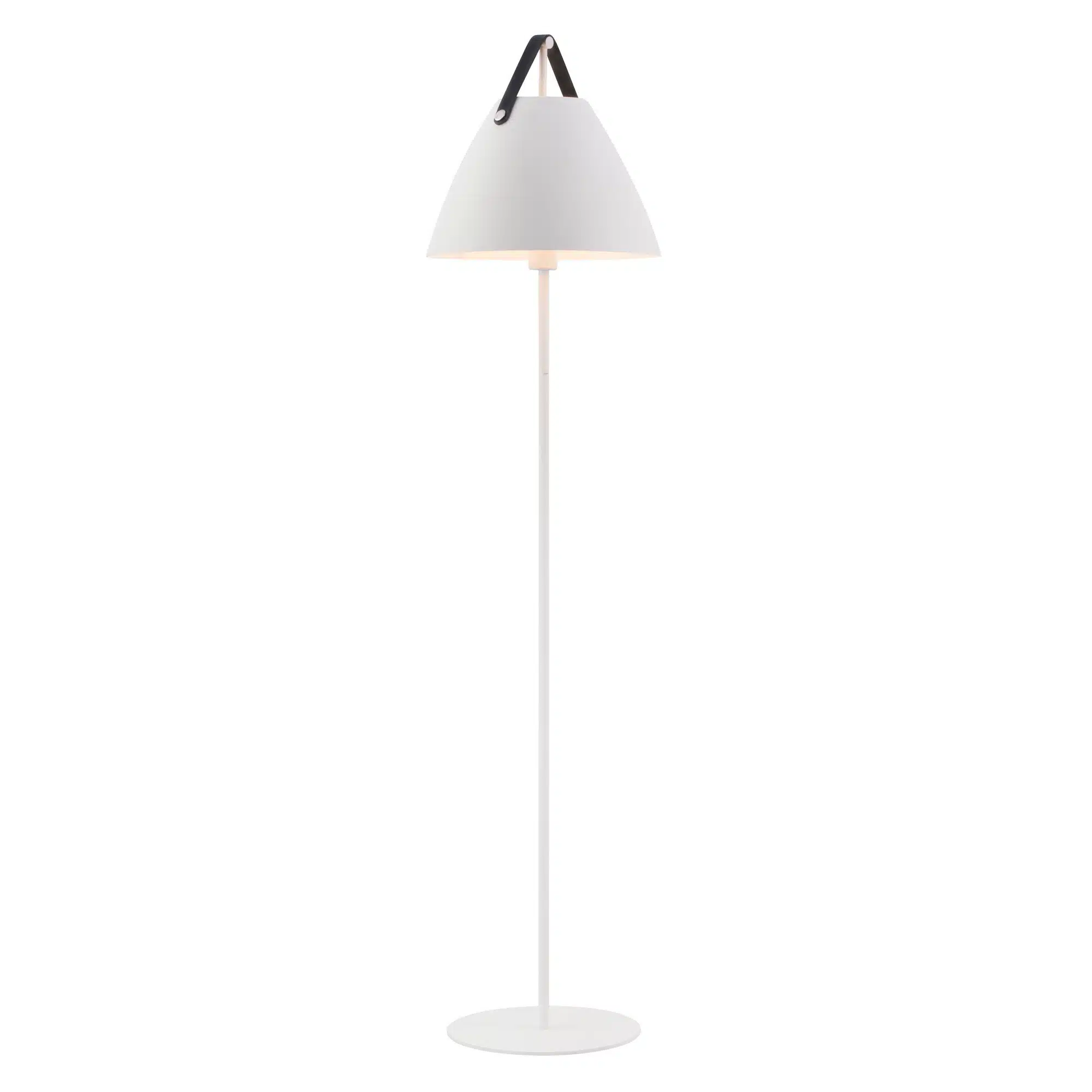 Lampadaire Strap cadre en métal avec lanière sur l'abat-jour au design industriel par Design for The People