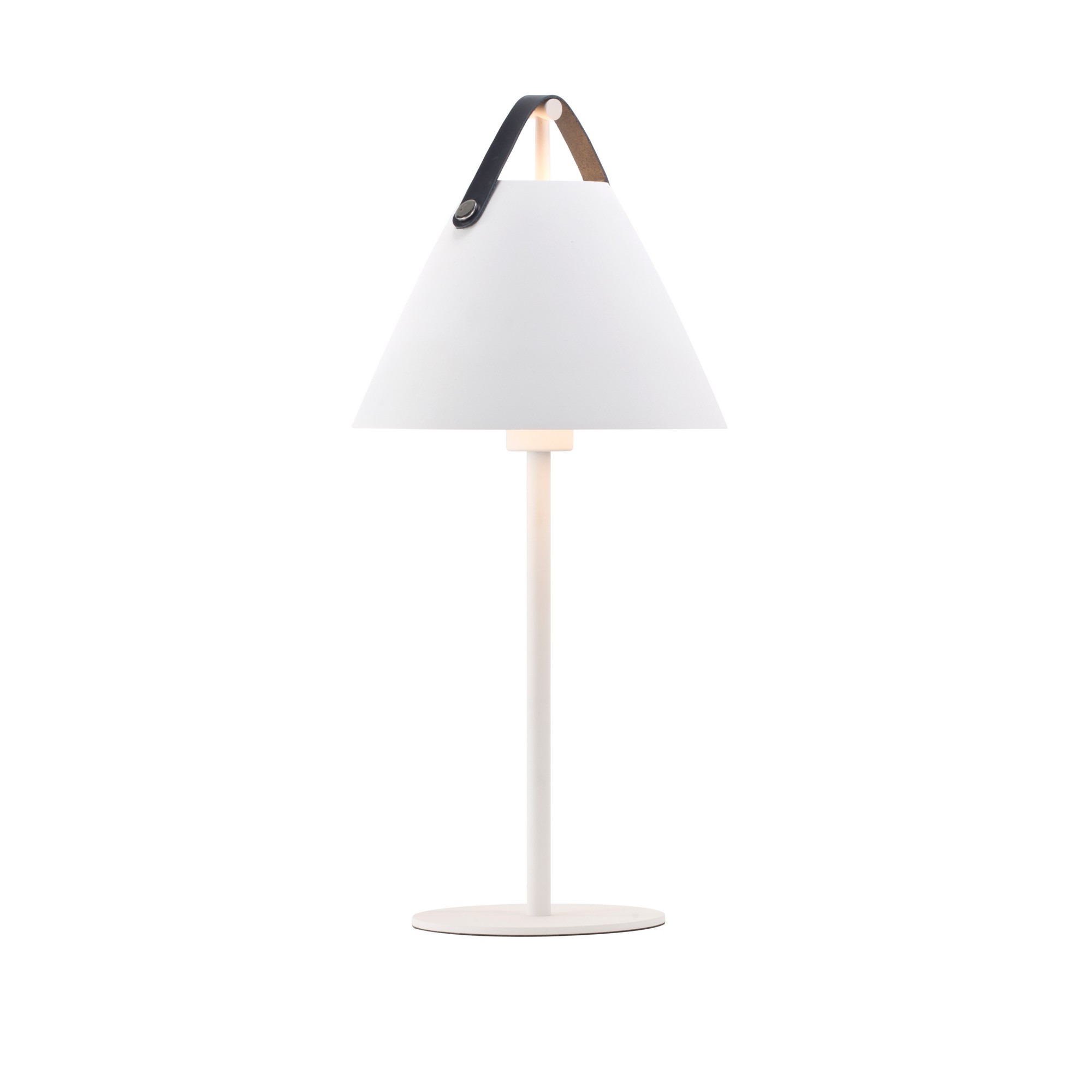 Lampe à pose Strap cadre en métal avec lanière sur l'abat-jour au design industriel par Design for The People Lampe à pose Strap cadre en métal avec lanière sur l'abat-jour au design industriel par Design for The People