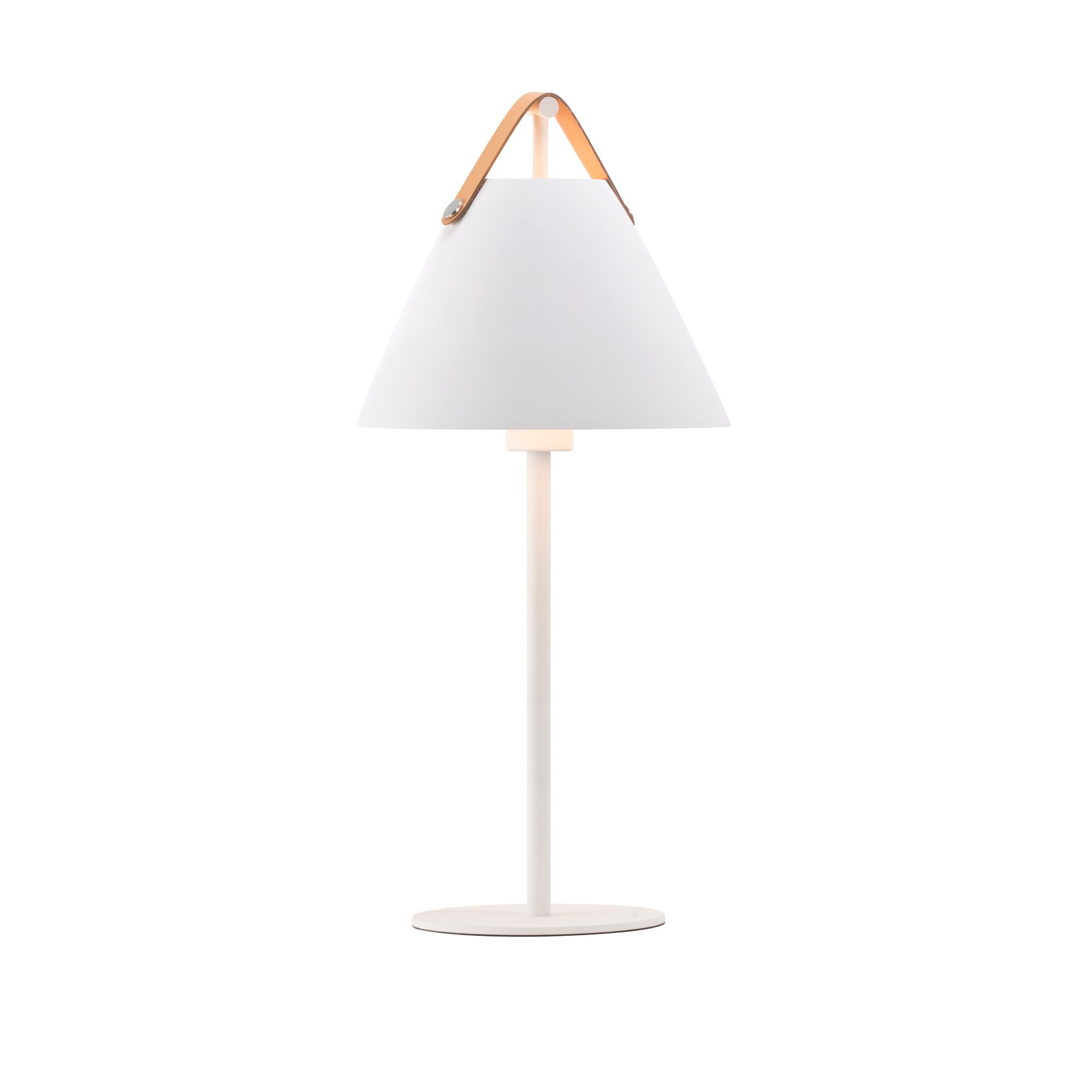 Lampe à pose Strap cadre en métal avec lanière sur l'abat-jour au design industriel par Design for The People Lampe à pose Strap cadre en métal avec lanière sur l'abat-jour au design industriel par Design for The People
