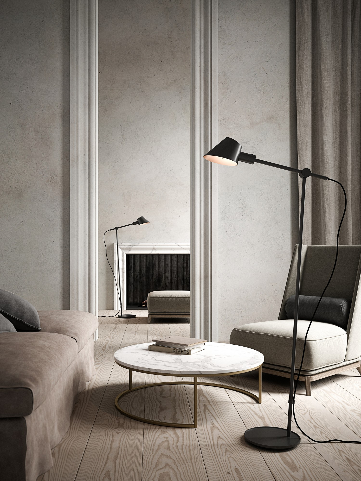 Lampadaire Stay cadre en aluminium avec abat-jour angulaire au design contemporain par Nordlux Lampadaire Stay cadre en aluminium avec abat-jour angulaire au design contemporain par Nordlux