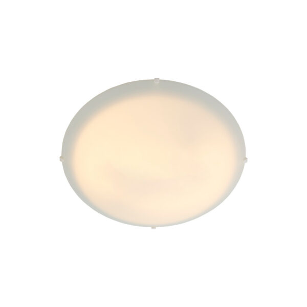 Plafonnier Standard base en métal avec abat-jour en verre blanc opalin au design minimaliste et classique par Nordlux