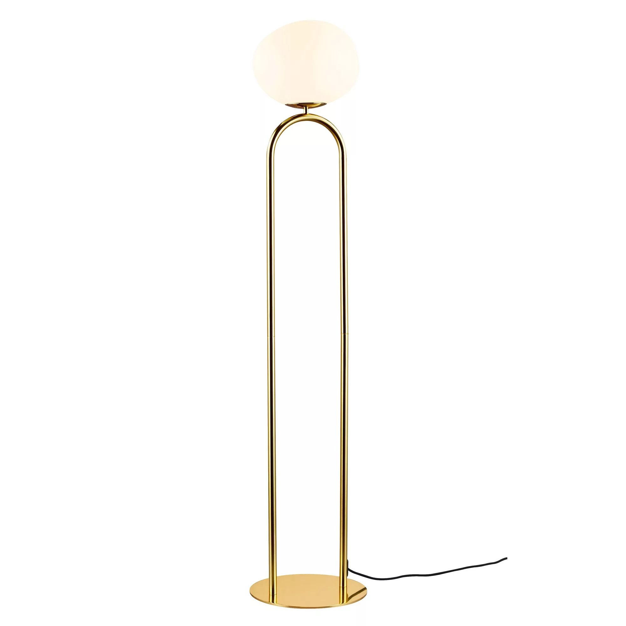 Lampadaire Shapes base en laiton avec abat-jour en verre asymétrique opale au design contemporain par Design for The People