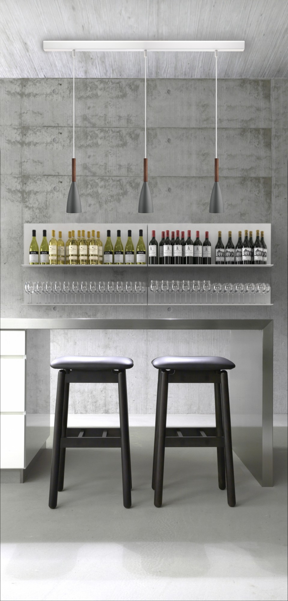 Suspension Pure base en métal avec bouton marche - arrêt sur l'abat-jour au design contemporain par Design for The People