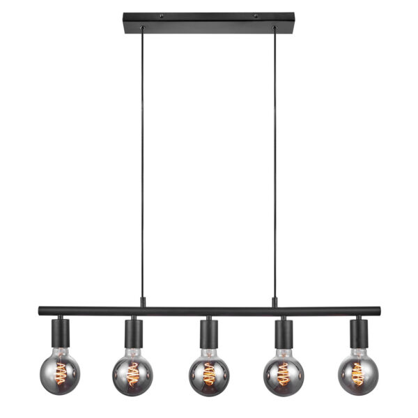 Suspension Paco cadre métal en bande noir avec 5 ampoule décorative au design industriel par Nordlux
