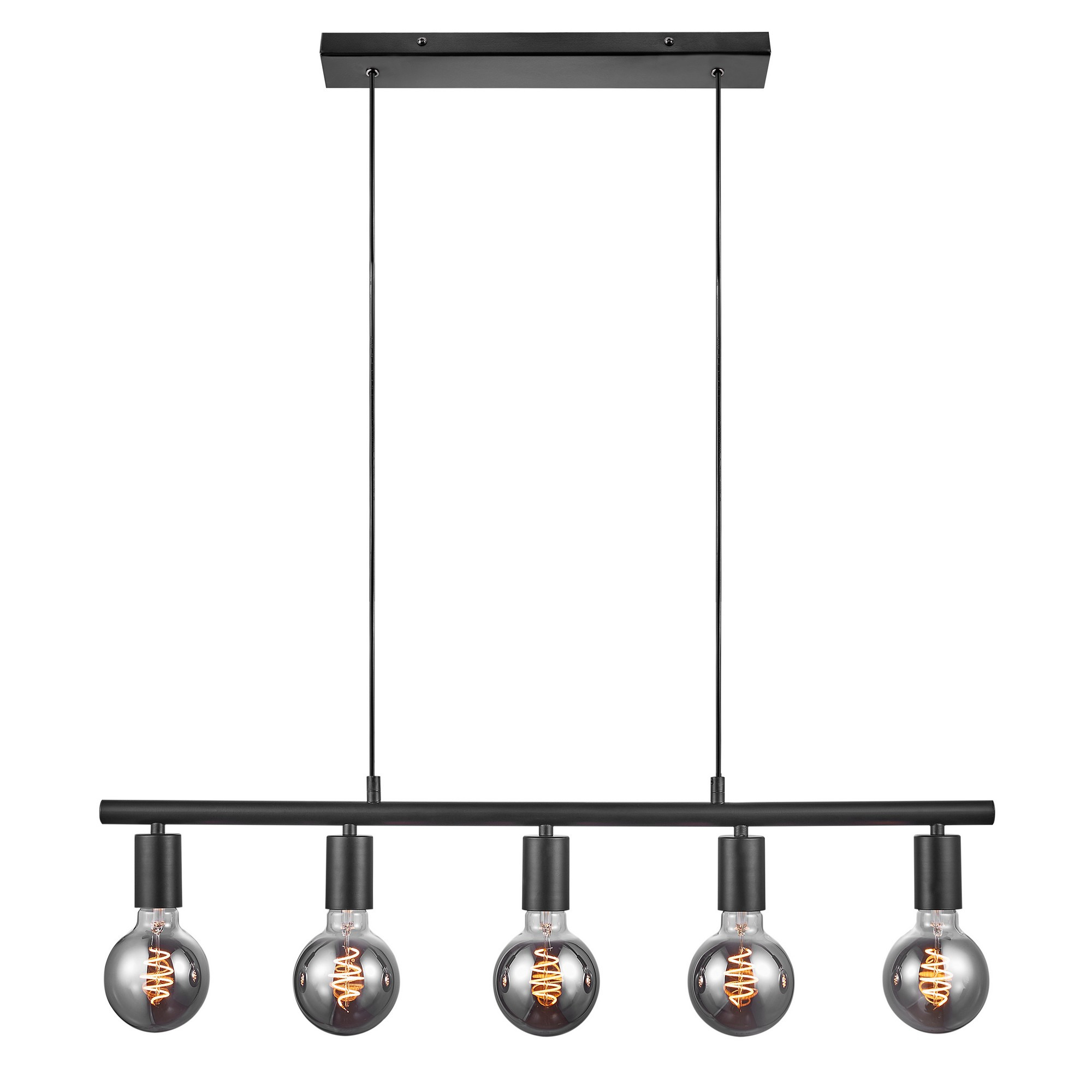 Suspension Paco cadre métal en bande noir avec 5 ampoule décorative au design industriel par Nordlux