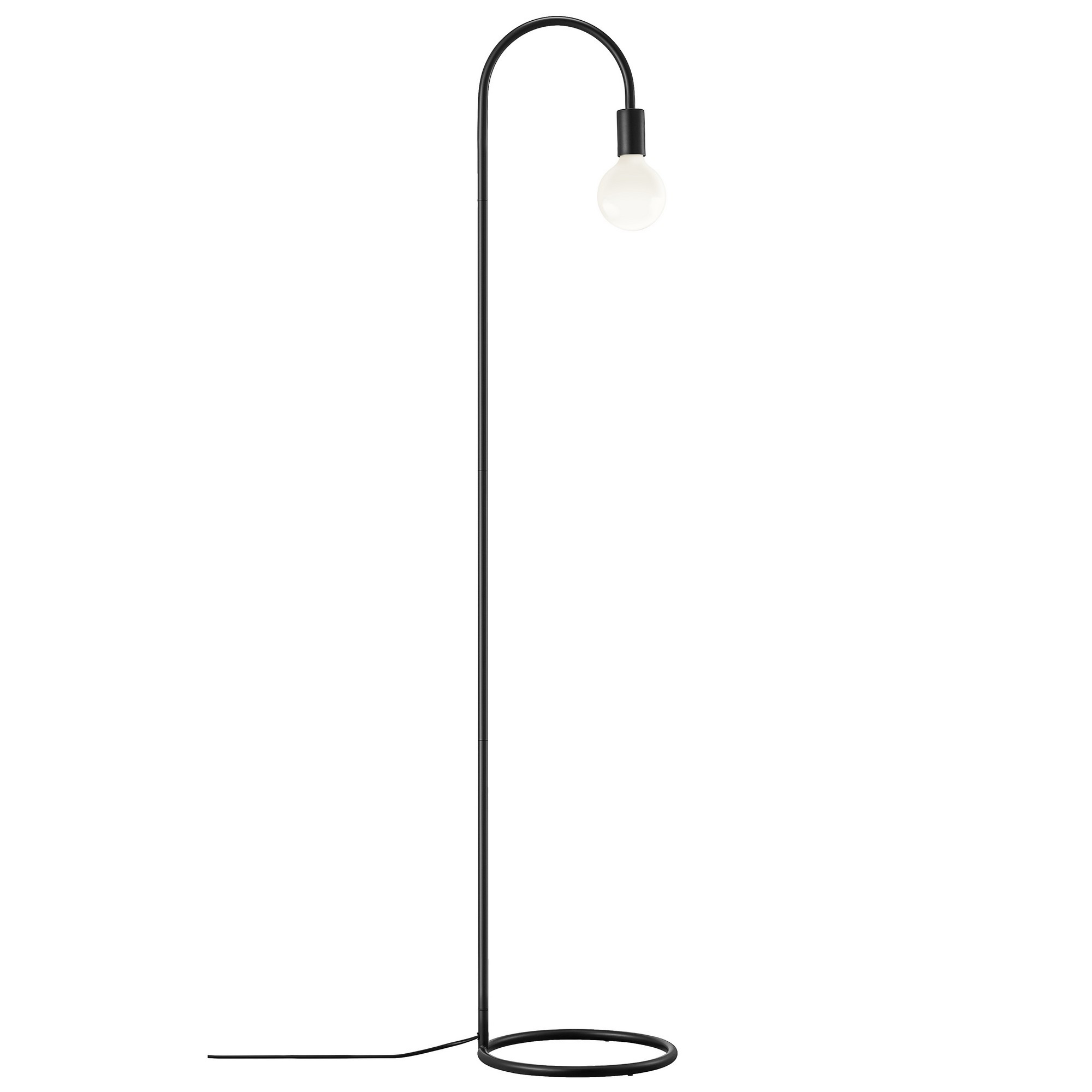 Lampadaire Paco cadre en métal noir avec abat-jour tubulaire pour ampoule décorative au design industriel par Nordlux