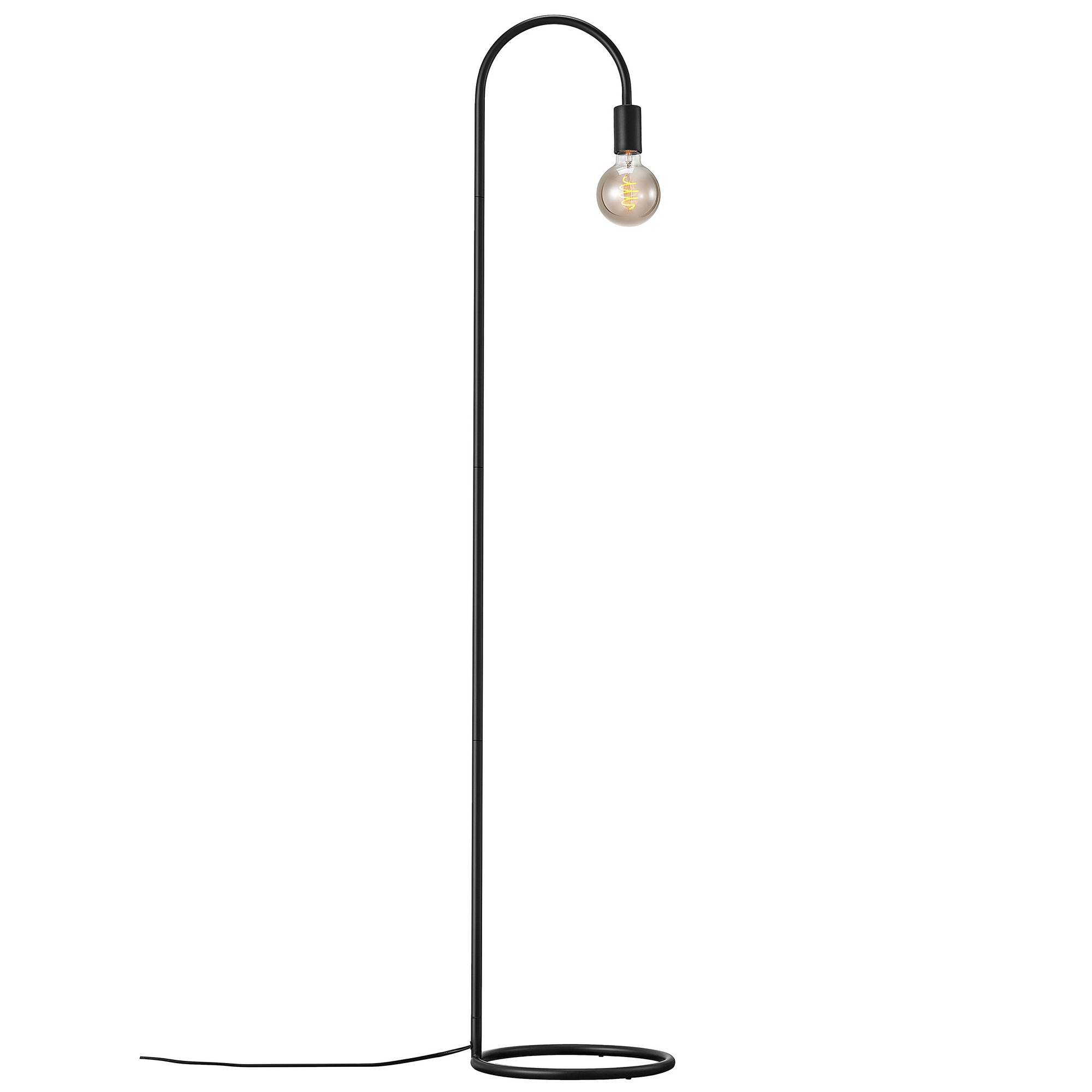 Lampadaire Paco cadre en métal noir avec abat-jour tubulaire pour ampoule décorative au design industriel par Nordlux
