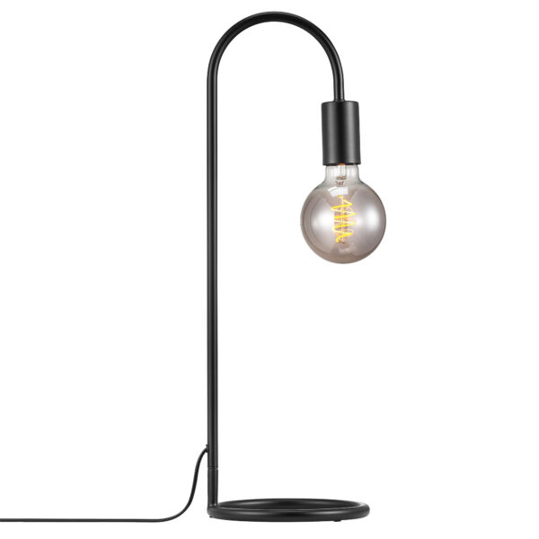 Lampe à poser Paco cadre en métal noir avec abat-jour tubulaire pour ampoule décorative au design industriel par Nordlux
