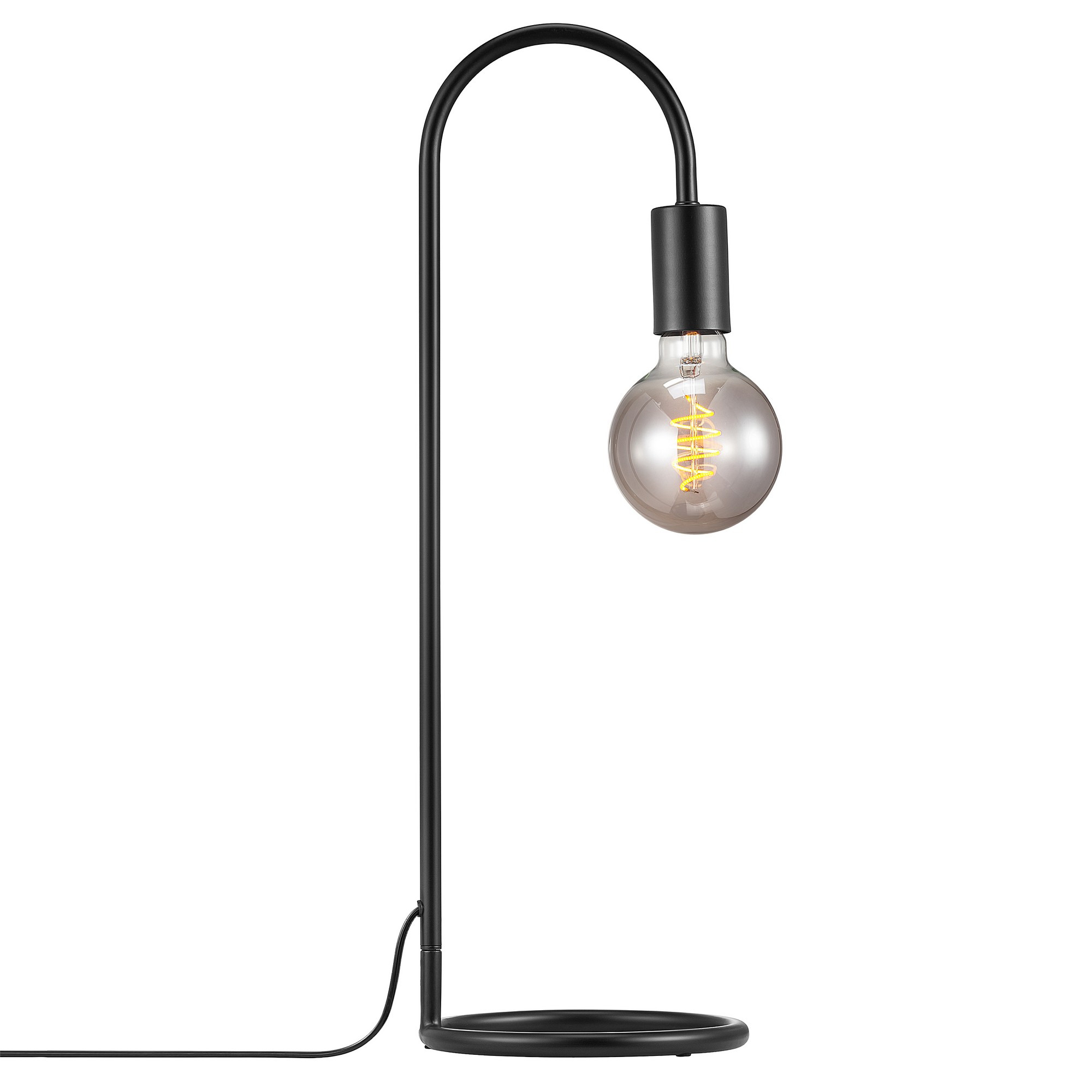 Lampe à poser Paco cadre en métal noir avec abat-jour tubulaire pour ampoule décorative au design industriel par Nordlux