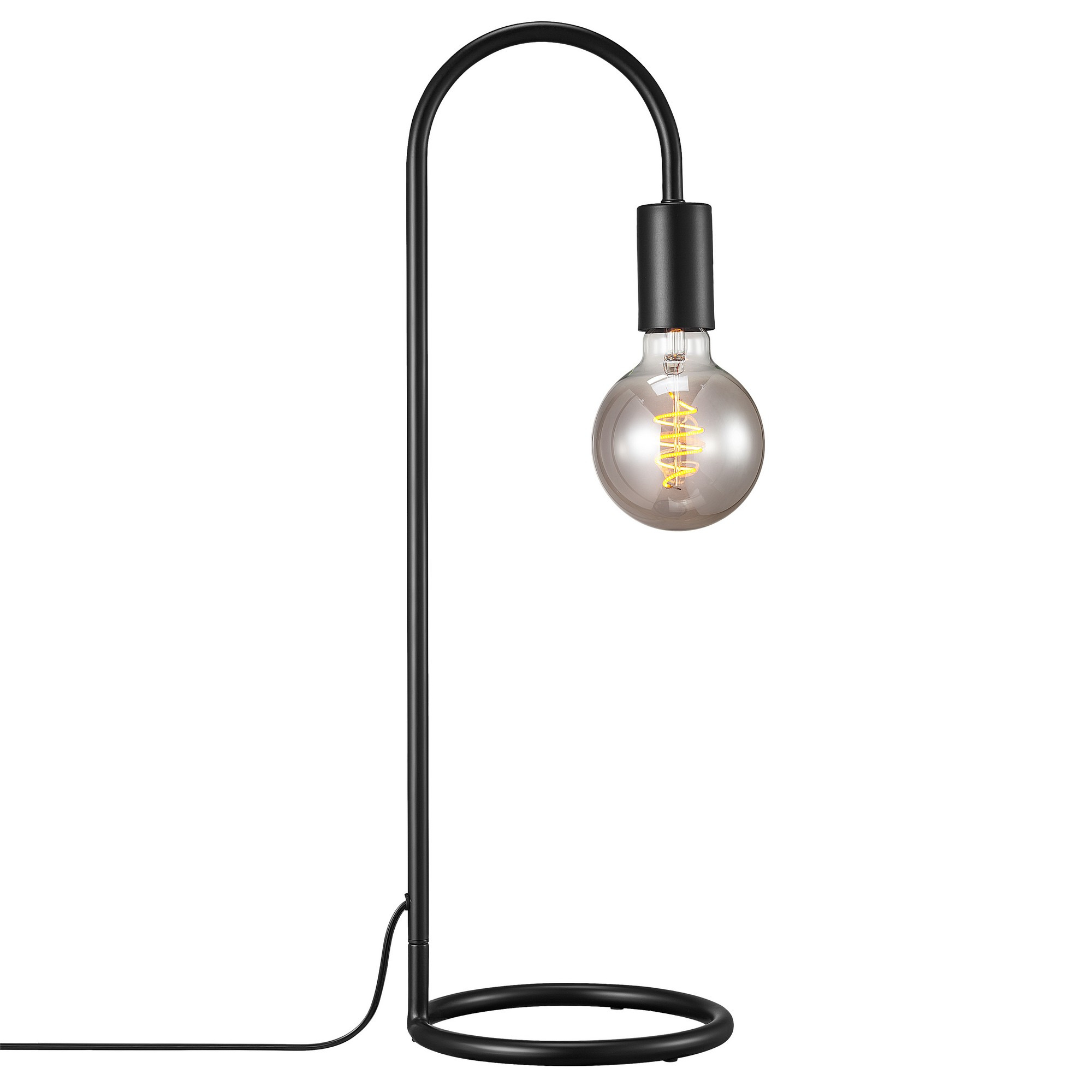 Lampe à poser Paco cadre en métal noir avec abat-jour tubulaire pour ampoule décorative au design industriel par Nordlux