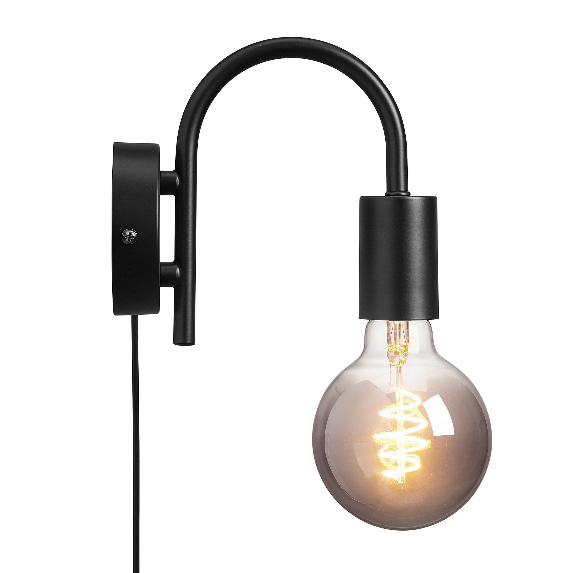 Applique murale Paco cadre en métal noir avec abat-jour tubulaire pour ampoule décorative au design industriel par Nordlux