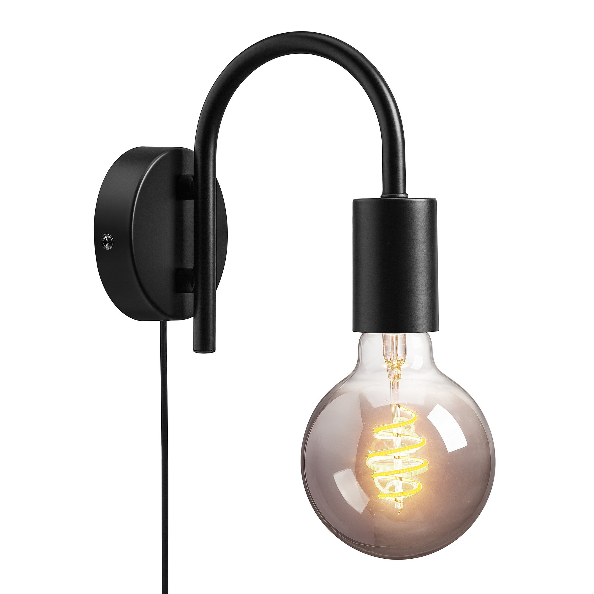 Applique murale Paco cadre en métal noir avec abat-jour tubulaire pour ampoule décorative au design industriel par Nordlux