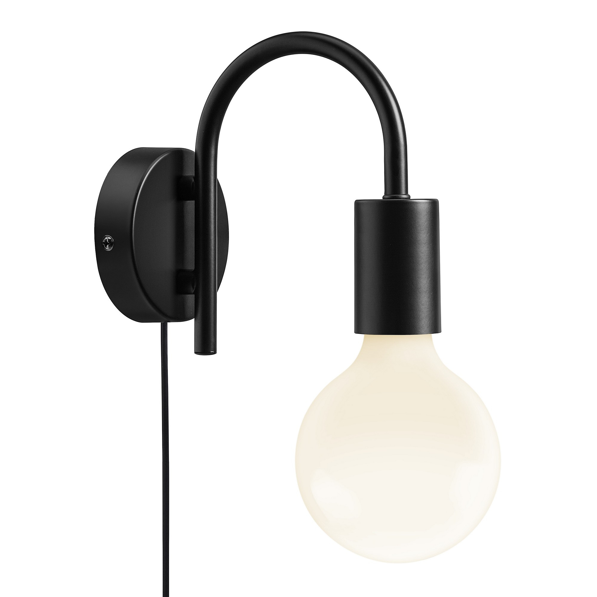 Applique murale Paco cadre en métal noir avec abat-jour tubulaire pour ampoule décorative au design industriel par Nordlux Applique murale Paco cadre en métal noir avec abat-jour tubulaire pour ampoule décorative au design industriel par Nordlux