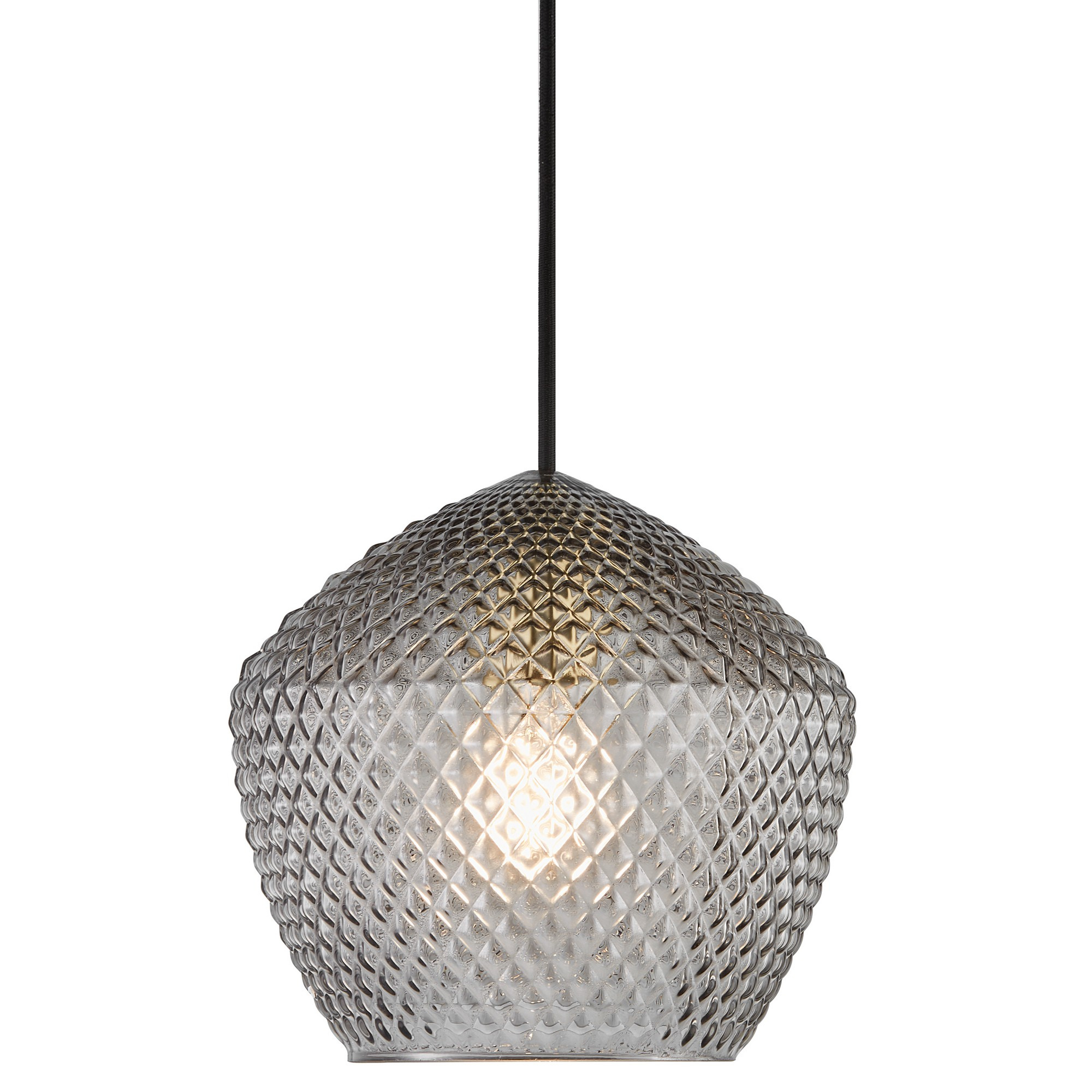 Suspension Orbiform cadre en métal et abat-jour à motif diamant en verre fumé au design contemporain par Nordlux