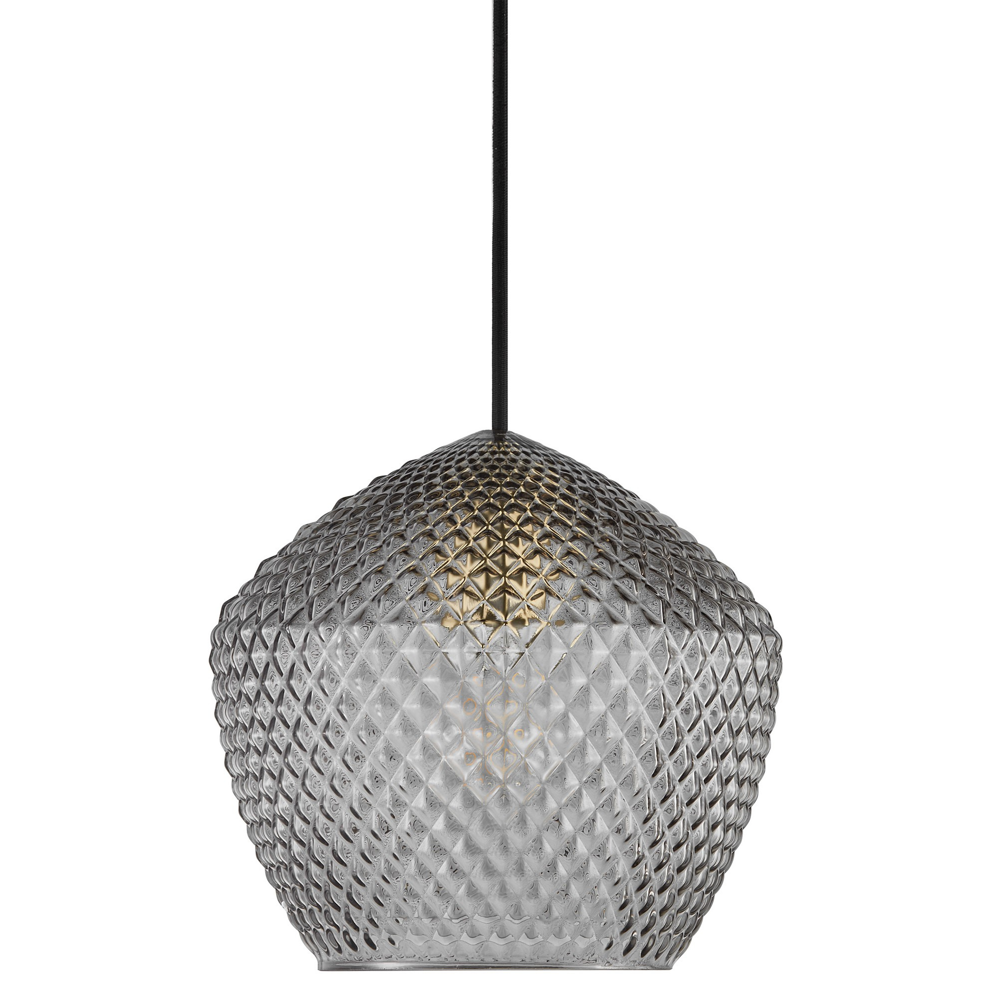 Suspension Orbiform cadre en métal et abat-jour à motif diamant en verre fumé au design contemporain par Nordlux Suspension Orbiform cadre en métal et abat-jour à motif diamant en verre fumé au design contemporain par Nordlux