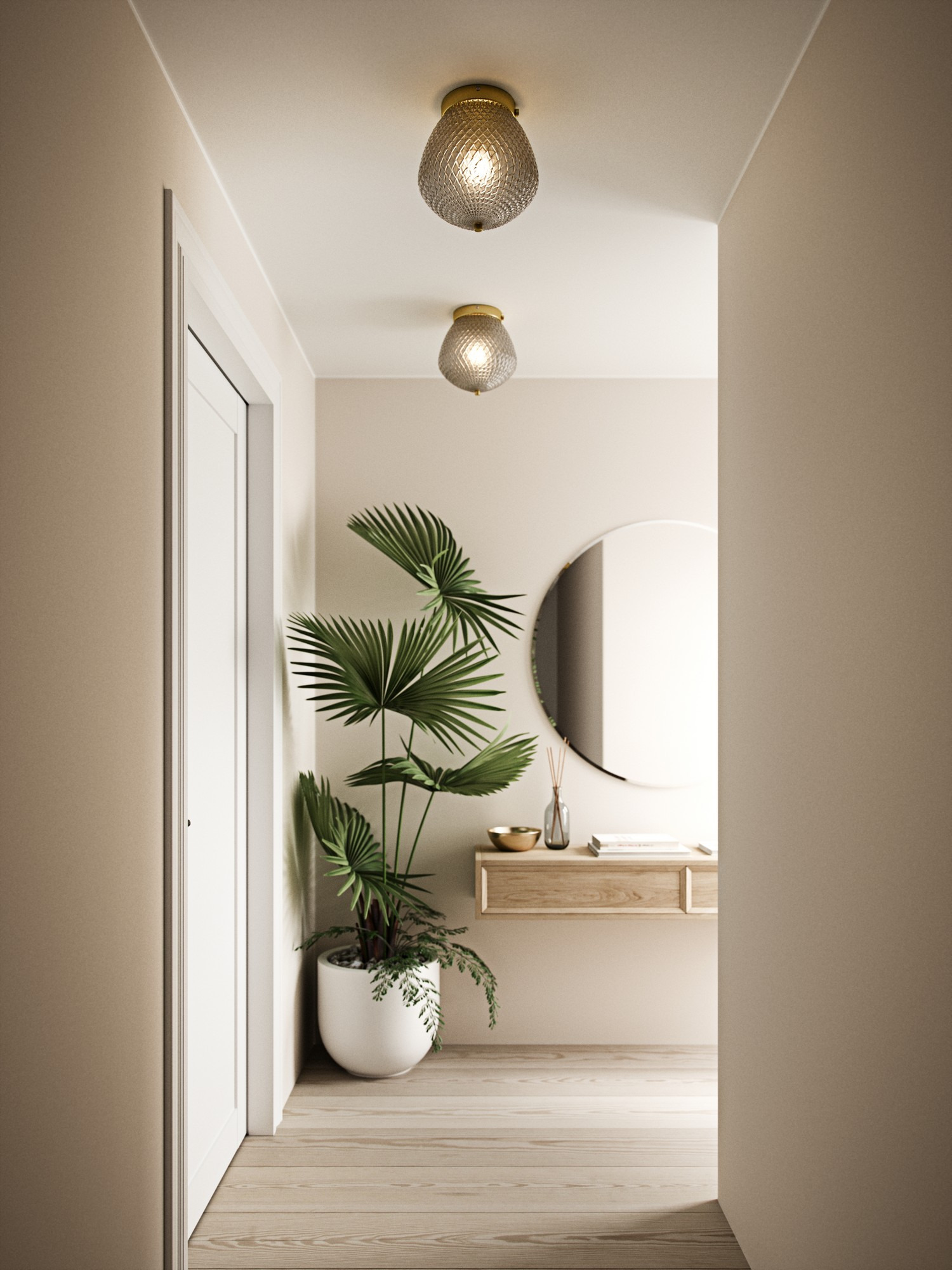 Plafonnier Orbiform cadre en laiton et abat-jour à motif diamant en verre fumé au design contemporain par Nordlux