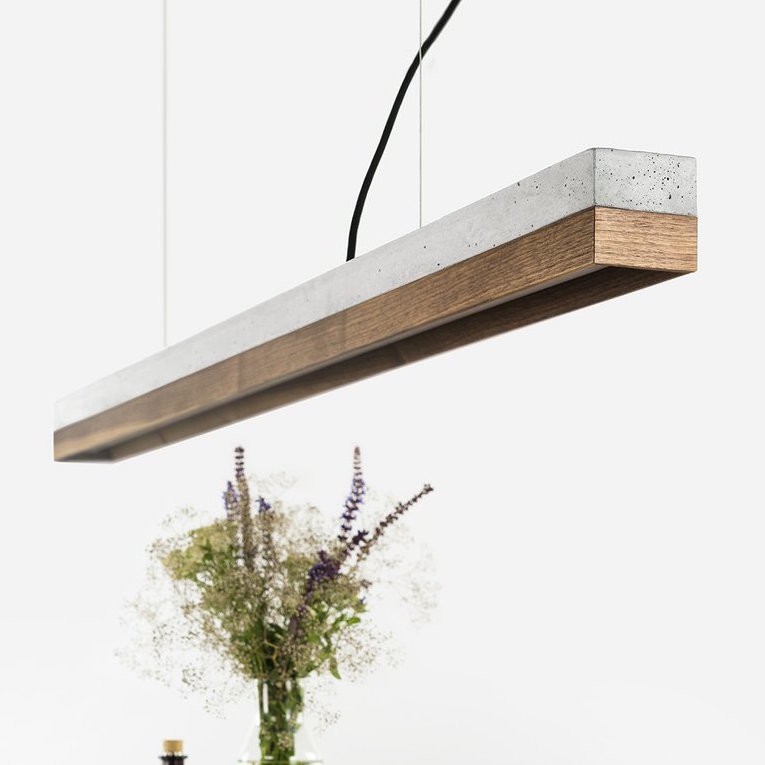 Suspension design en béton et noyer C1 au design industriel et minimaliste par Gant Lights