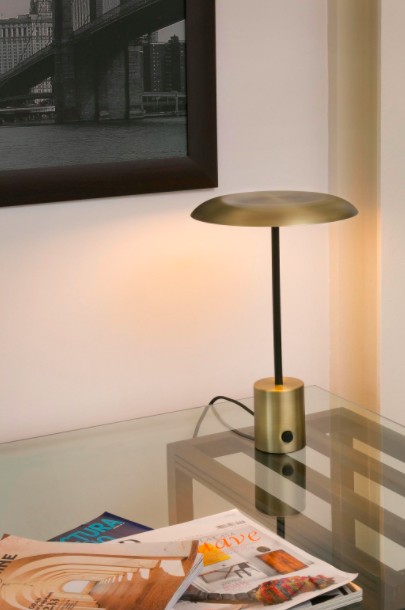 Lampe à poser design Casino LED or satiné et noire avec régulateur de lumière par xJeR Studio Lampe à poser design Casino LED or satiné et noire et cuivre avec régulateur de lumière par xJeR Studio