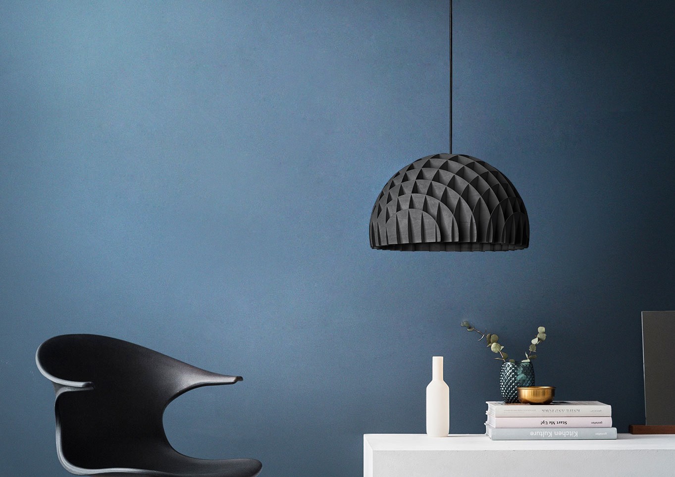 Suspension géométrique Arc Lustre en bouleau noir par lawa design Suspension géométrique Arc Lustre en bouleau noir