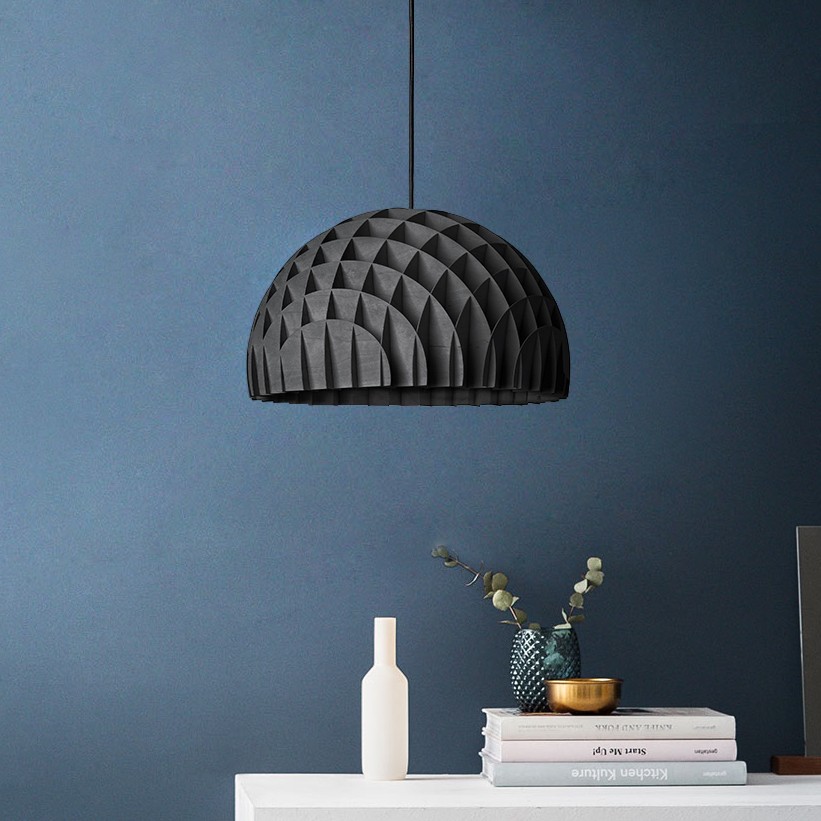 Suspension géométrique Arc Lustre en bouleau noir par lawa design Suspension géométrique Arc Lustre en bouleau noir