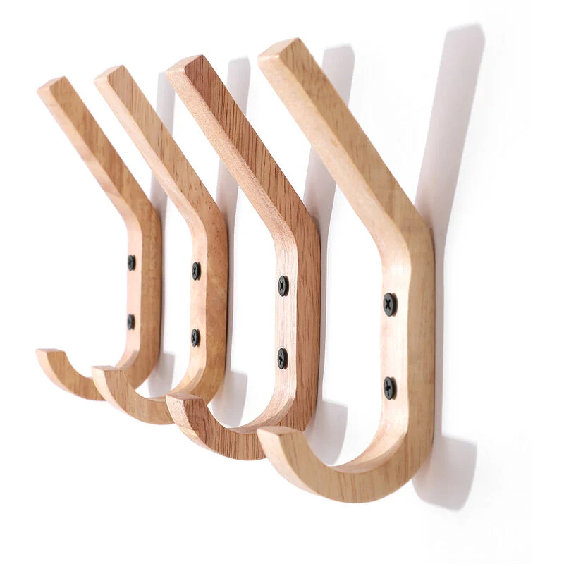 Patère murale Woody 18 au design naturel en bois naturel