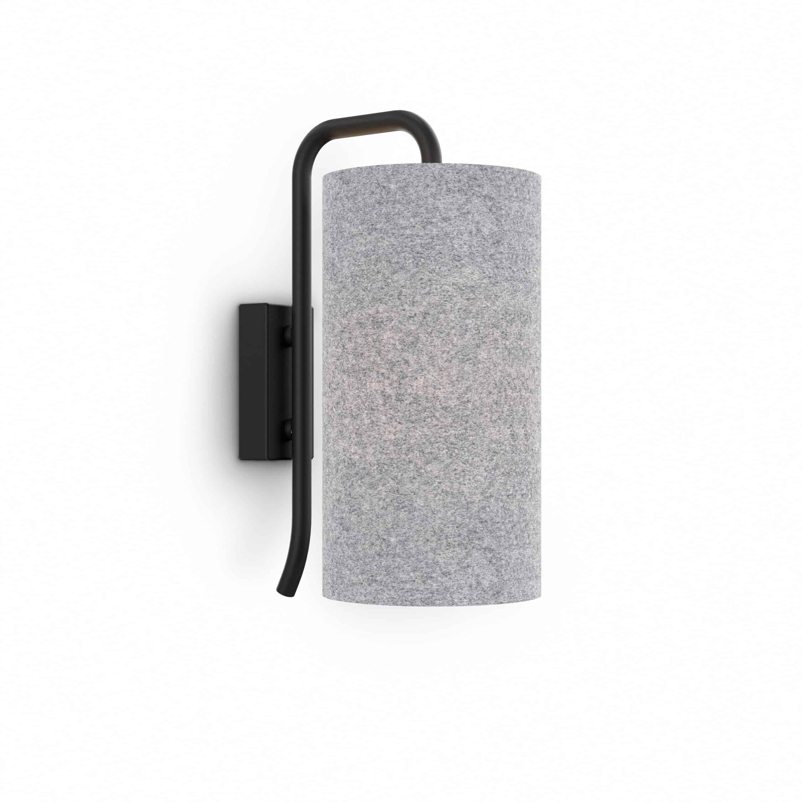 Applique murale Pensile avec base en acier et abat-jour cylindrique en laine au design contemporain par Belid