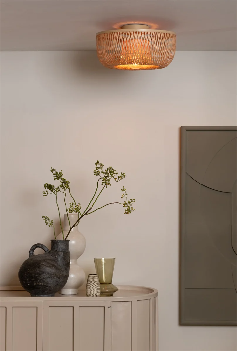 Plafonnier Barbados en bambou tissé au design naturel par Good & Mojo