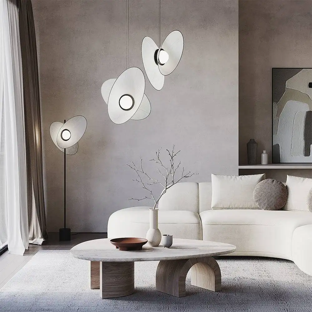 Lampadaire Evolution en aluminium et tissu par Alexey Danilin x Maytoni Lampe suspension design minimaliste