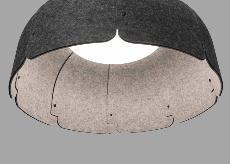 Suspension contemporaine pour restaurant Mute ø80 avec abat-jour fabriqué avec des bouteilles recyclées par Nahtrang Suspension contemporaine pour restaurant Mute ø80 avec abat-jour fabriqué avec des bouteilles recyclées par Nahtrang