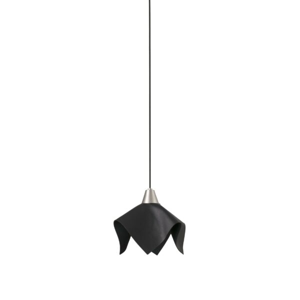 Suspension avec abat-jour en cuir Fauna Led en forme de tulipe au design contemporain et original