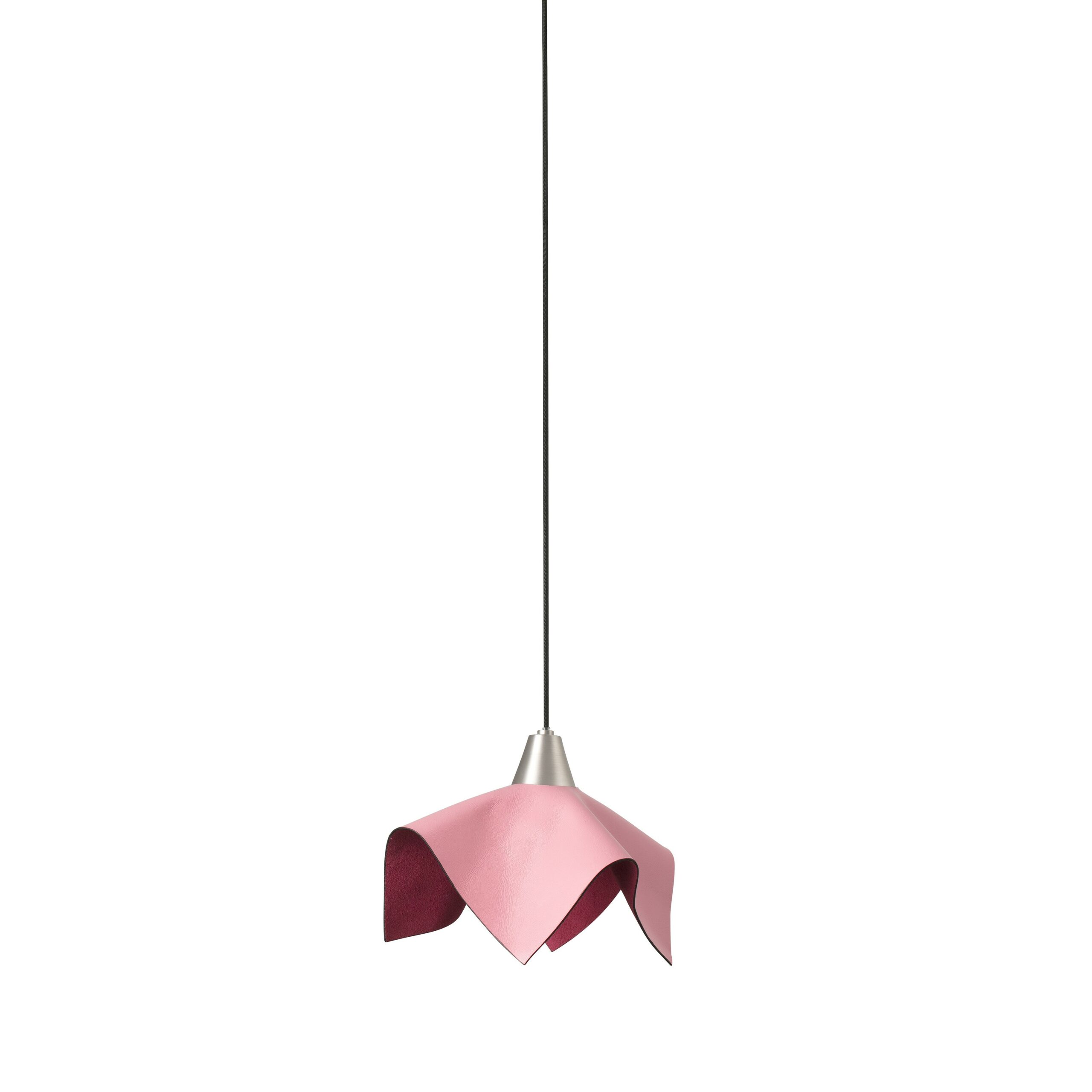 Suspension avec abat-jour en cuir Fauna Led en forme de tulipe au design contemporain et original Suspension avec abat-jour en cuir Fauna Led en forme de tulipe au design contemporain et original
