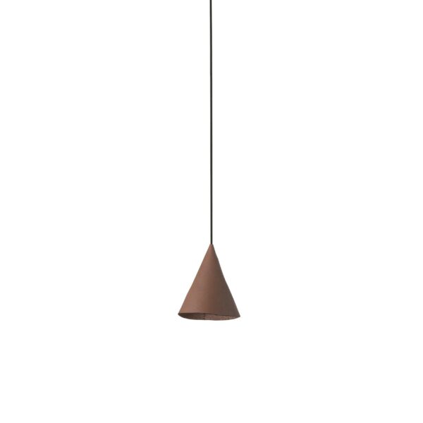 Suspension avec abat-jour conique en cuir Fada Led au design contemporain et original