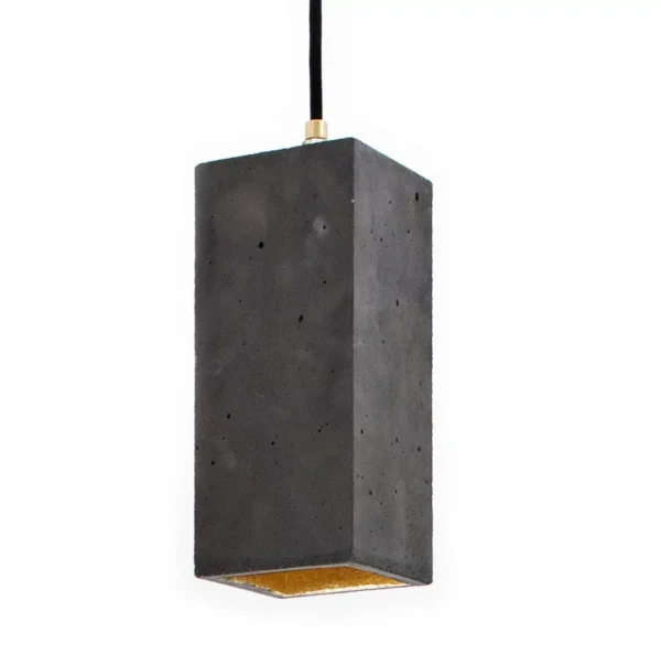 Suspension Design B2 Rectangular Noir en béton par Stefan Gant x Gant light